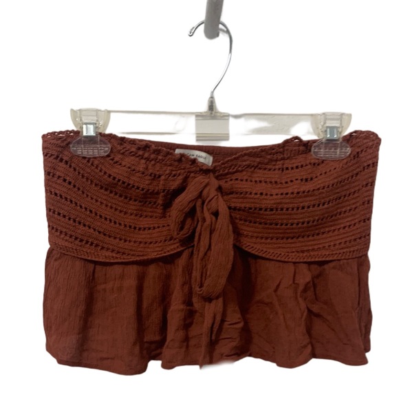 American Eagle Outfitters Tops - American Eagle Brown Knot Front Strapless Crop Top